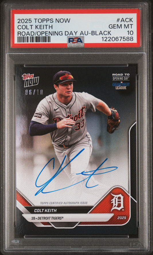2025 Topps Now Road To Opening Day Autograph Colt Keith Black #ACK PSA 10