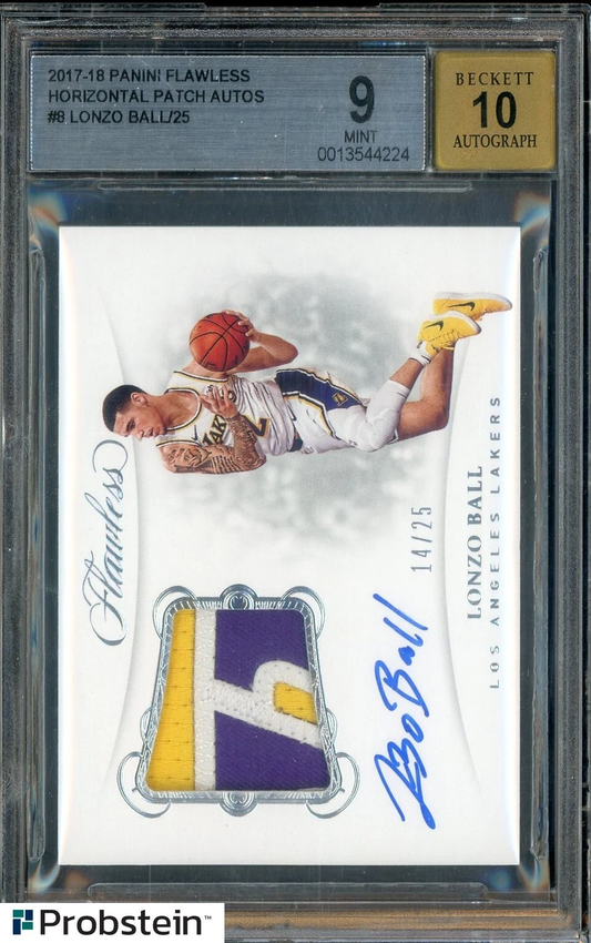 2017 Panini Flawless Horizontal Patch Autographs Lonzo Ball/25 #8 BGS 9