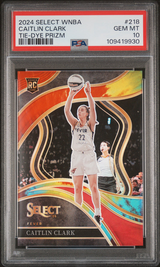 2024 Panini Select Wnba Caitlin Clark Tie-Dye Prizm #218 PSA 10